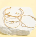 Vintage Gold Heart Love Bangle Bracelet Set