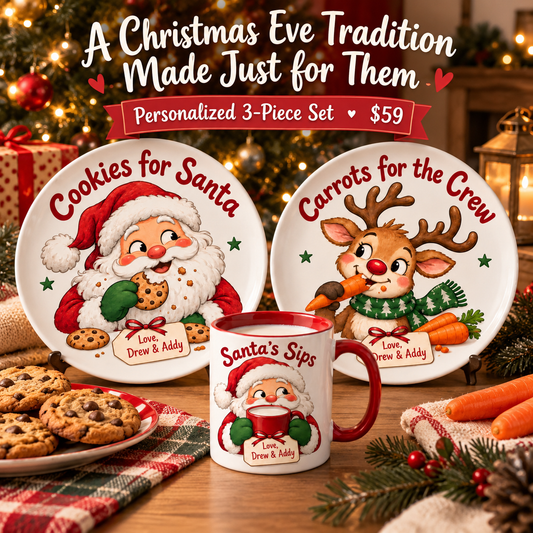 Personalized Christmas Eve Santa Set – Cookies, Carrots & Milk