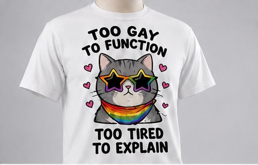 T-Shirt, Too Gay to Function